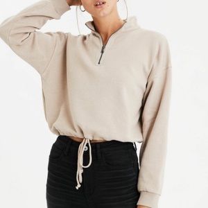 American Eagle Zip Cropped Sweater